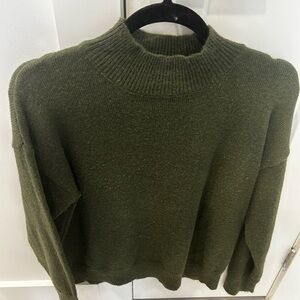 Classic Mock Neck Women's Sweater in Olive Green